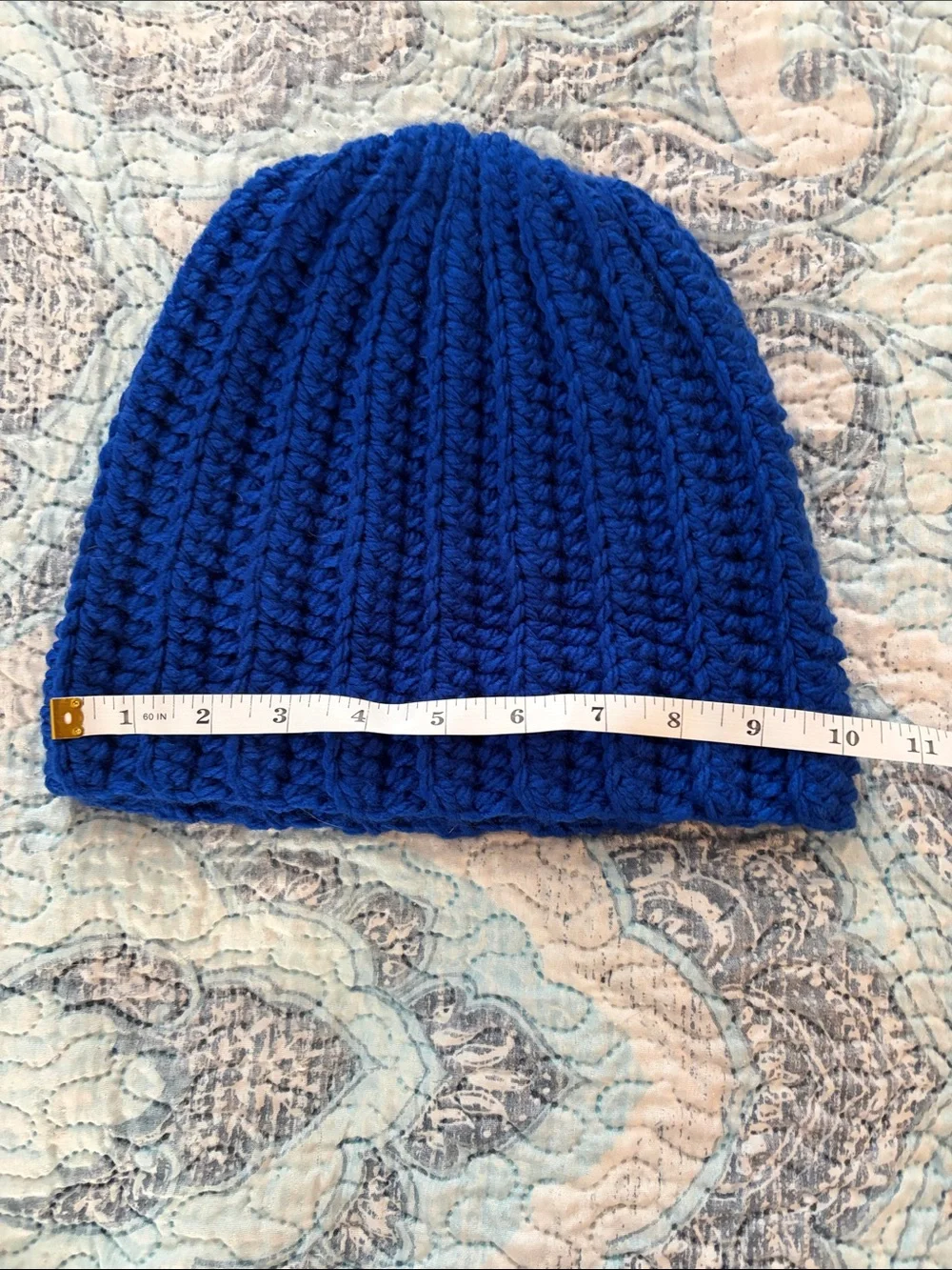 Hand Crafted Royal Blue Kids Knit Beanie Hat